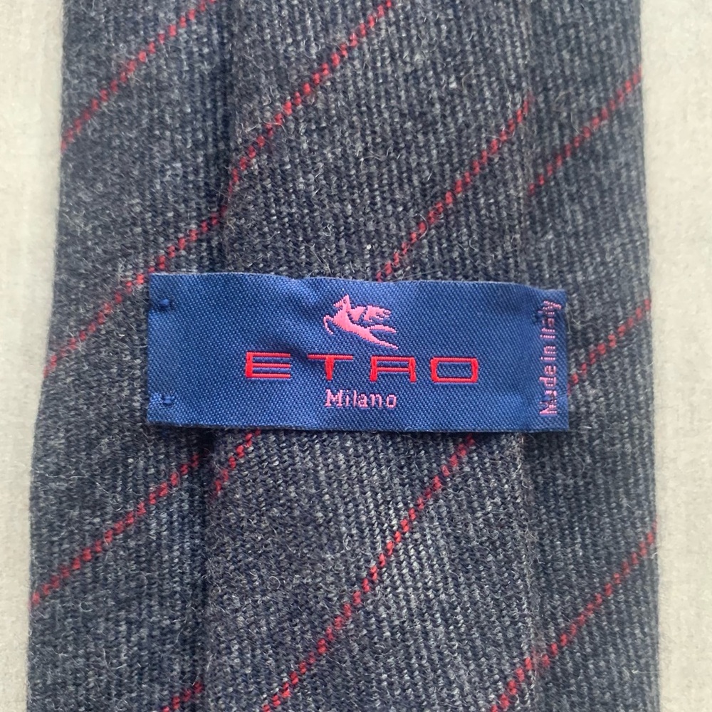 Etro Gray and Red Striped Tie (C)
